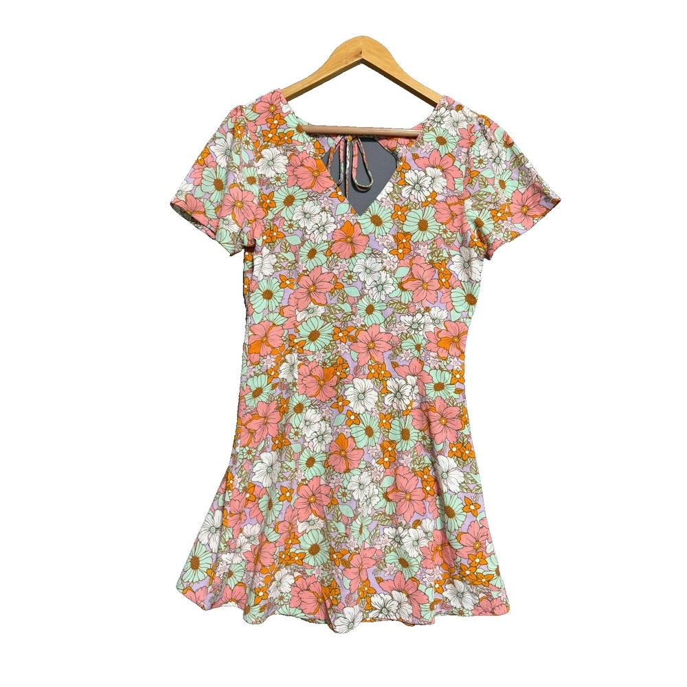 Vero Moda Saga Mini V-Neck Dress S Floral Retro Boho Cottagecore Garden Party